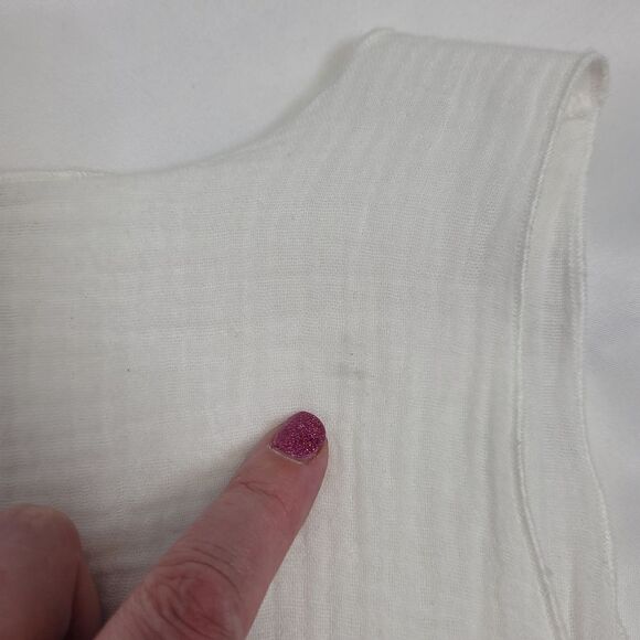 NEW Gaya Lab white gauze asymmetrical cinch side tunic top unisex 6 - Picture 9 of 12